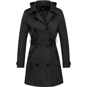 FARVALUE Women's Waterproof Trench Coat Double Breasted Windbreaker Classic